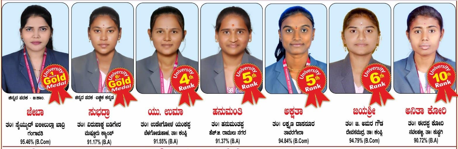 ಸಂಕಲ್ಪ ಕಾಲೇಜಿಗೆ ೭ ರ್ಯಾಂಕ್ ಹಾಗೂ ೨ ಚಿನ್ನದ ಪದಕ ಸಂಕಲ್ಪ ಕಾಲೇಜಿಗೆ ೭ ರ್ಯಾಂಕ್ ಹಾಗೂ ೨ ಚಿನ್ನದ ಪದಕ